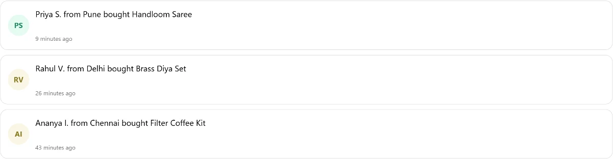 Proofly proof block showing recent purchases in the page
